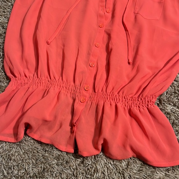 NEW Panhandle Slim Sz L Coral Sleeveless Sheer Henley Tank Top - Picture 4 of 14